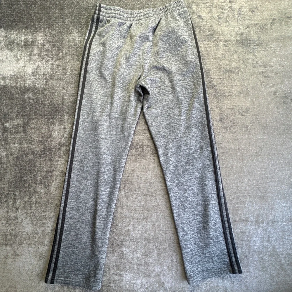 Adidas Track Pants‎ Boys XL 18/20 Gray Heather Stripe Fleece Lined Straight Leg